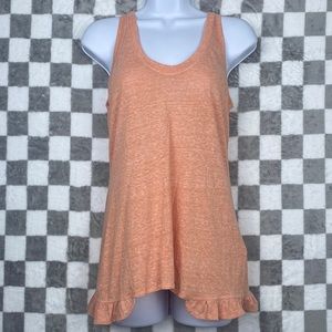 Banana Republic ruffle bottom long tank top s- peachy orange